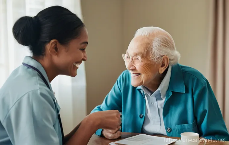 요양병원 내 치매 관리법 - **A Serene Personal Sanctuary:** An elderly woman with dementia, dressed in comfortable, modest day ...