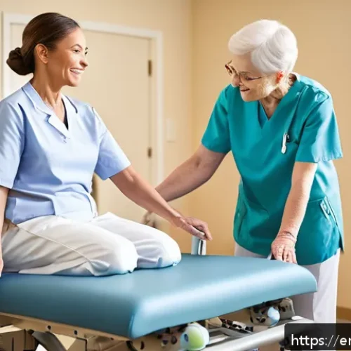 Home 30 요양병원 재활 프로그램의 특징 - A bright, home-like skilled nursing facility therapy room with natural sunlight streaming through la...